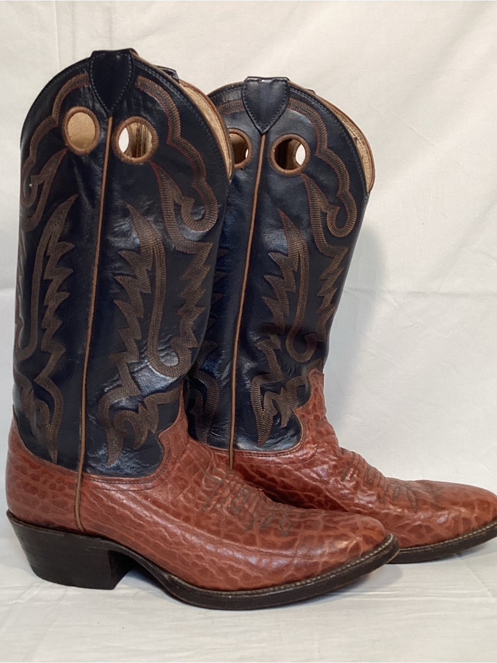 Justin Boots Two-Tone Brown & Black Western Cowboy Boots